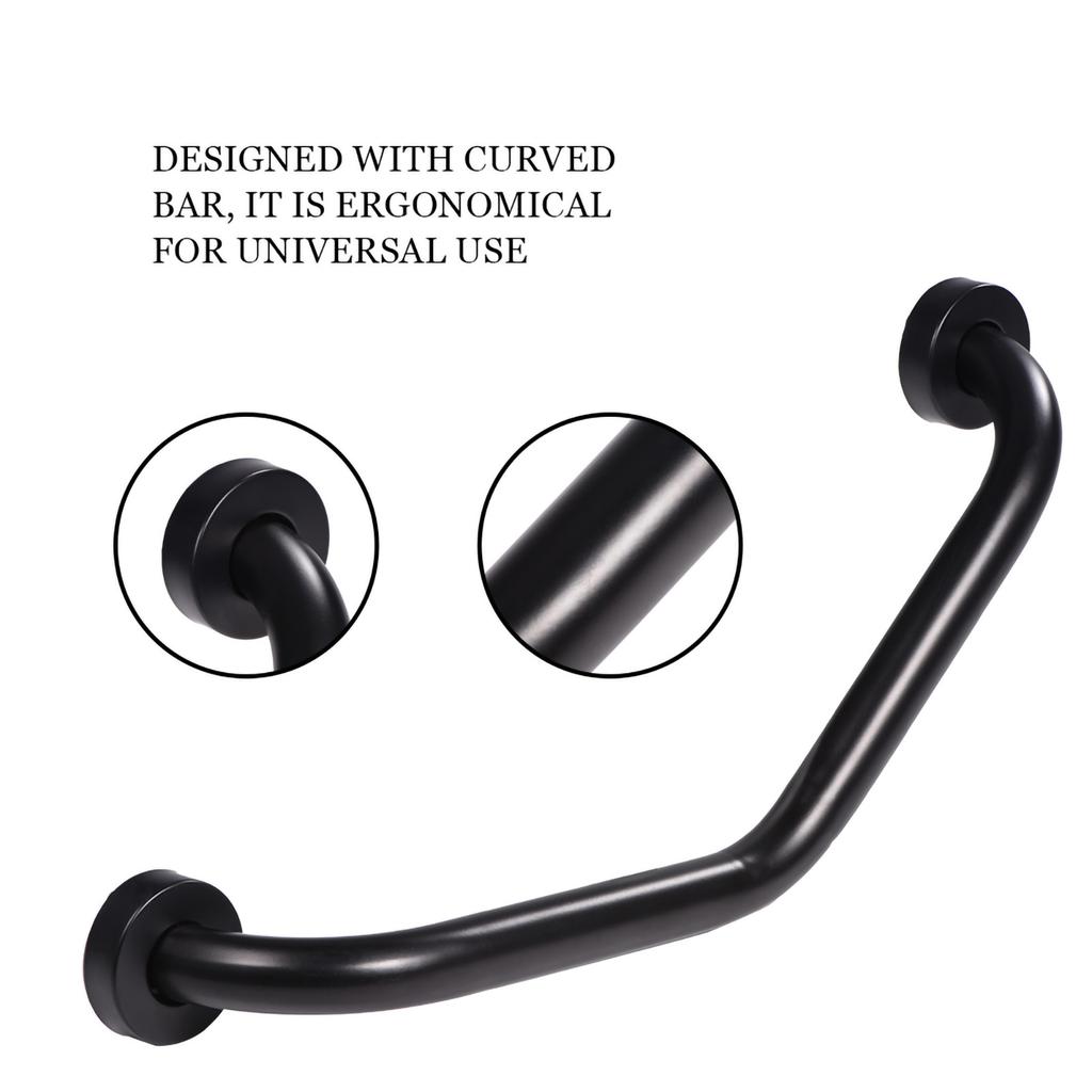 Stainless Steel Curved Shower Tub Safety Grab Bar Towel Rack Wall Mounted Bathroom Handrail