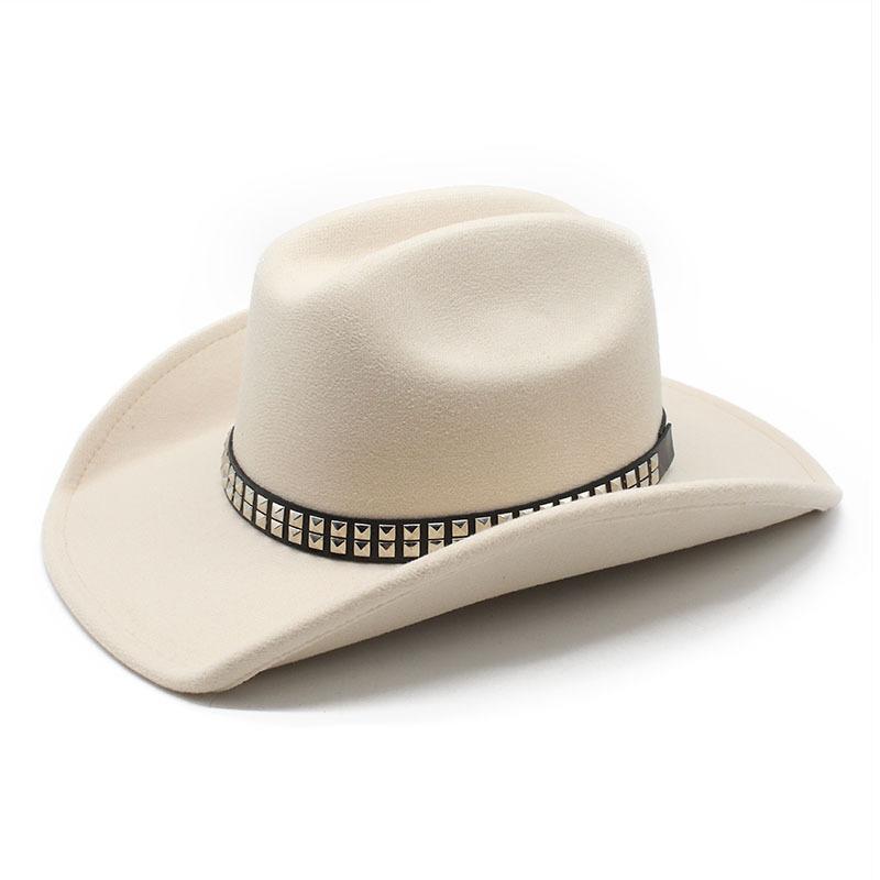 Western Cowboyhut Herren Lässiger Vielseitiger Retro Beige Wollzylinder Damen Bühnen Jazzhut