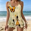 Women's Swimwear Tankini 2 Piece Swimsuit Butterfly Flowers  Pattern Vacation Bathing Suits