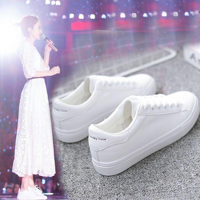 Spring and Autumn New Flat Baseplate Shoes Student Breathable Single Shoes Casual White Shoes