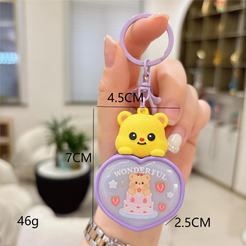Luminous Heart Bear Keychain - Cartoon Night Light Pendant for Couples
