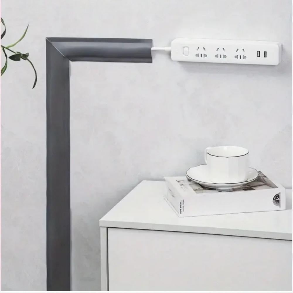 1roll 118.11X2.17in Self-Adhesive Flexible Cable Duct Wall Invisible Cable Organizer Floor Covering Decoration Wall Sticker
