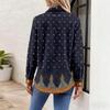 Damen-Hemdbluse, bedruckt, Knopfleiste, langärmelig, lässig, Basic, Hemdkragen, normales Oberteil