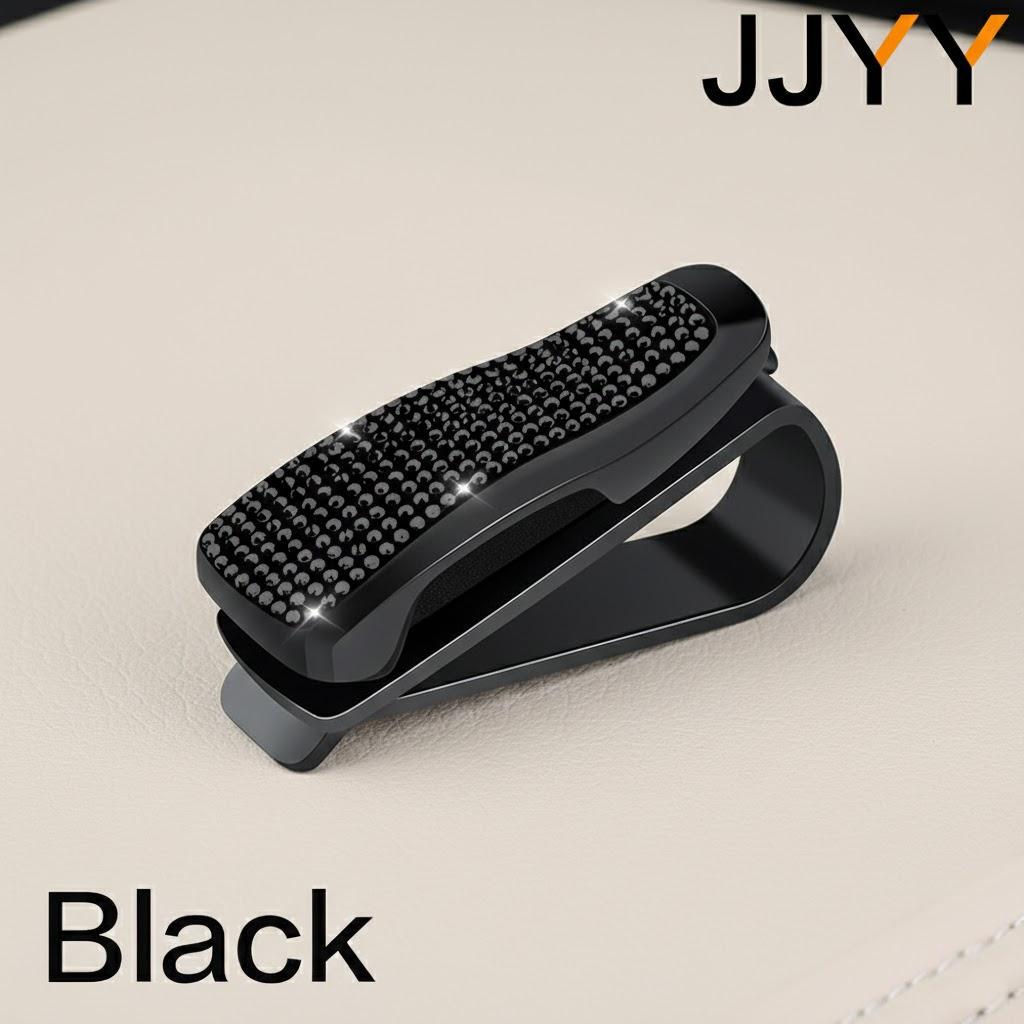 

Car Sun Visor Sunglasses Holder Clip Rhinestone Mini Storage for Tickets Receipts Glasses Organizer Auto Accessories чёрный
