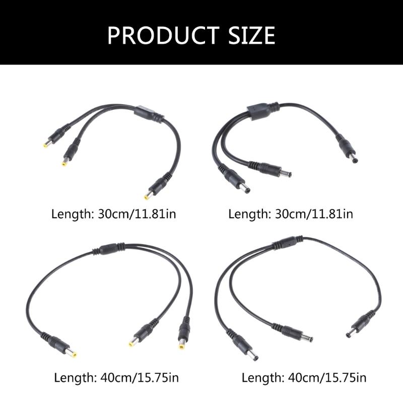 DC5521/DC5525 Power Cable 5.5x2.5mm/5.5x2.1mm Connector Wire Line 1 To 2 Y Splitter Cord for Security Cameras Fan