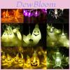 Enchanting Halloween Led String Lights Featuring Whimsical Pumpkins Spiders Skeletons For Festive Window Decor