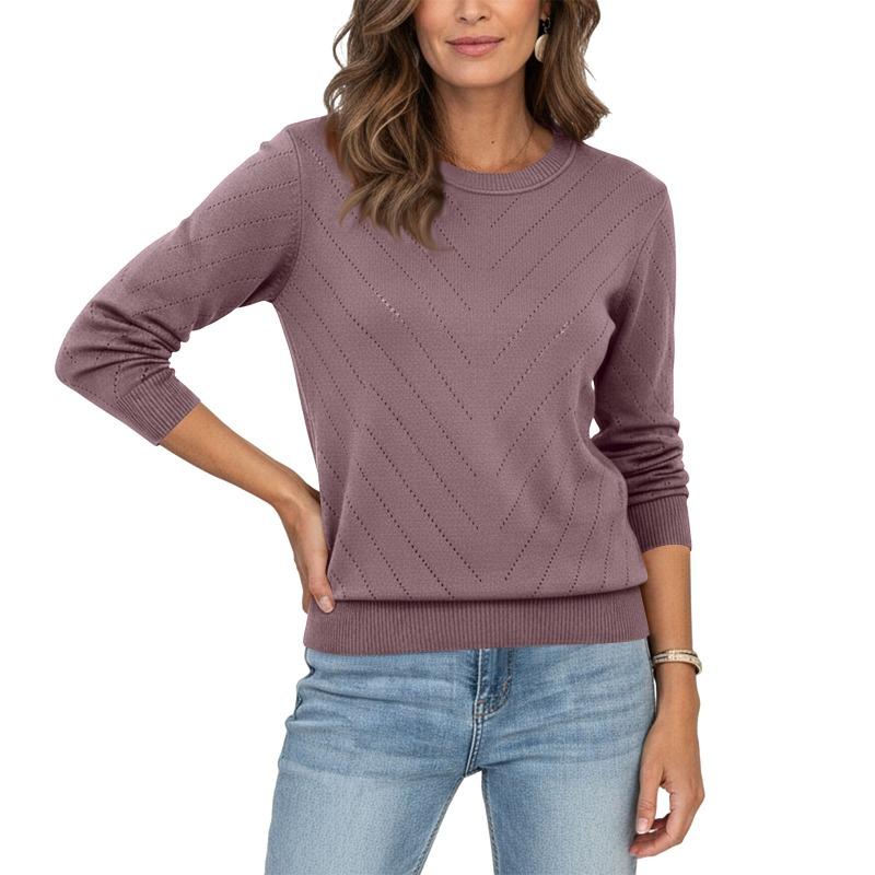 Autumn and Winter New Foreign Trade Fashion Pullover Sweater Round Neck Long Sleeved Comfortable Knitted Sweater Women's Clothing