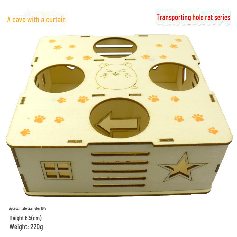 Hamster Spieltunnel aus Massivholz: Sportbahn, Treppensteigen, Unterstand & Fitnessplattform.