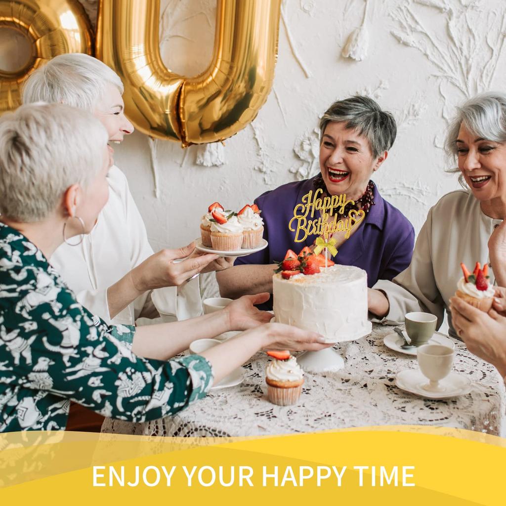 1Pcs Happy Birthday Cake Topper Plastic 3D Double Sided Happy Birthday Sign for Cake with Bow, Idea for Cake Decoration Supplies