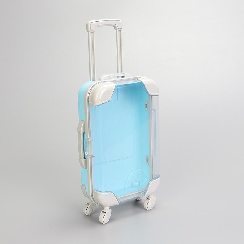 

Transparent Mini Trolley Suitcase for Makeup & Eyelash Storage 9.5 x 5 x 17 cm