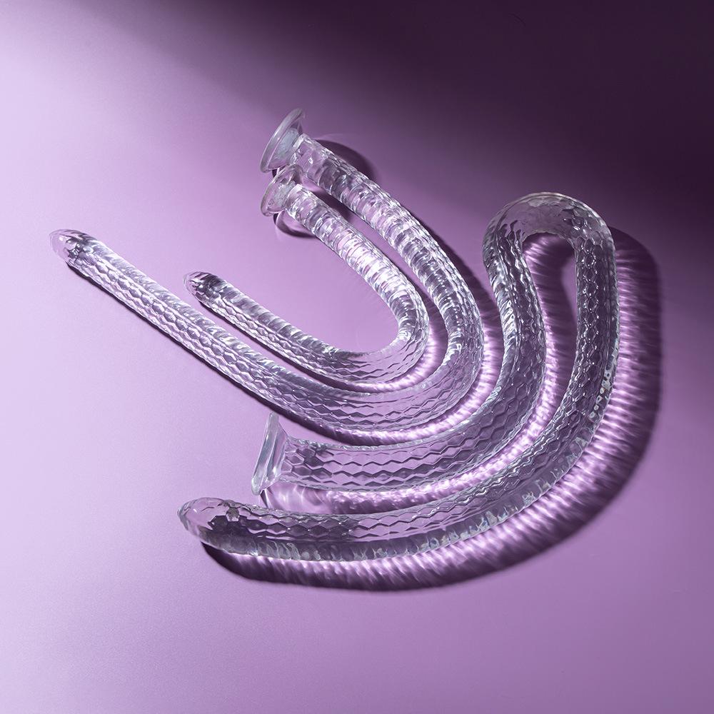 1-Meter Transparent Soft Snake Whip Anal Plug with Pull Beads
