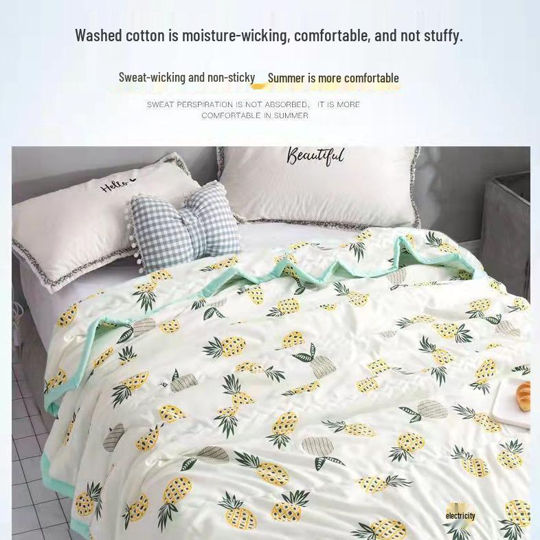 Washable Cotton Summer Quilt for Air Conditioning - Cool, Breathable, Thin Quilt for Kids and Adults