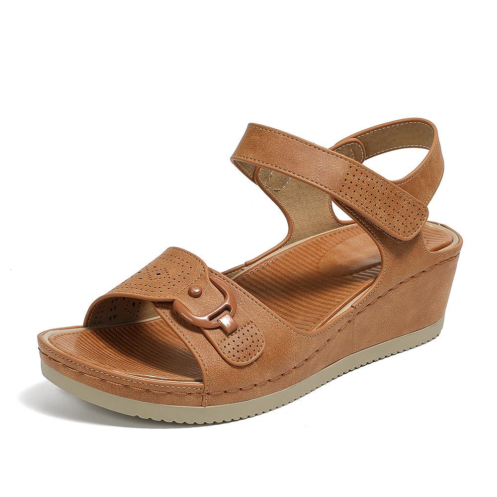 New summer non-slip sole sandals women's car line adhesive wedge heel platform women's shoes