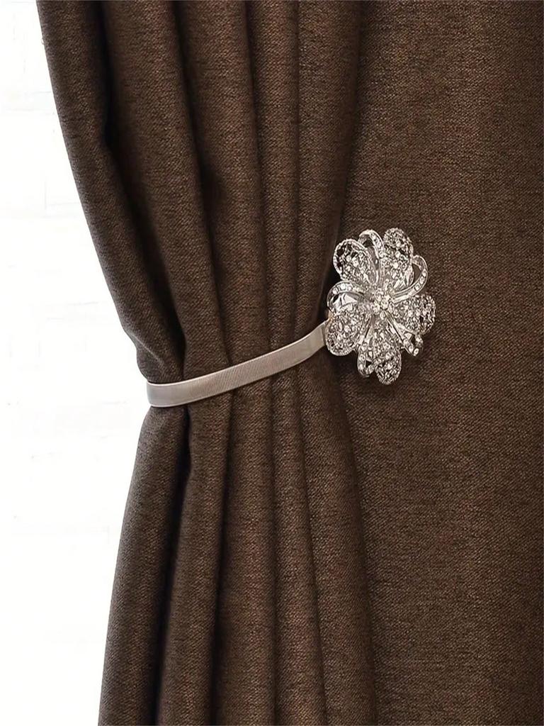 Magnetic Curtain Holdback Clips with Crystal Decor - Versatile Curtain Tieback Fasteners for Living Room, Office & Home Decor |