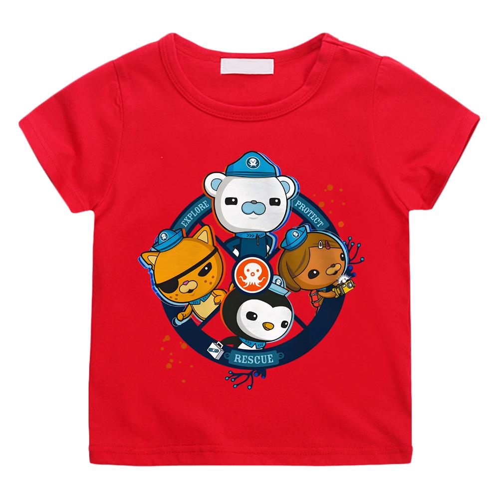 

Summer Cartoon Print The Octonauts T-shirts Cartoon Boys/girls Manga Tees Cotton Short Sleeve Boys Girls T Shirt 14T червоний