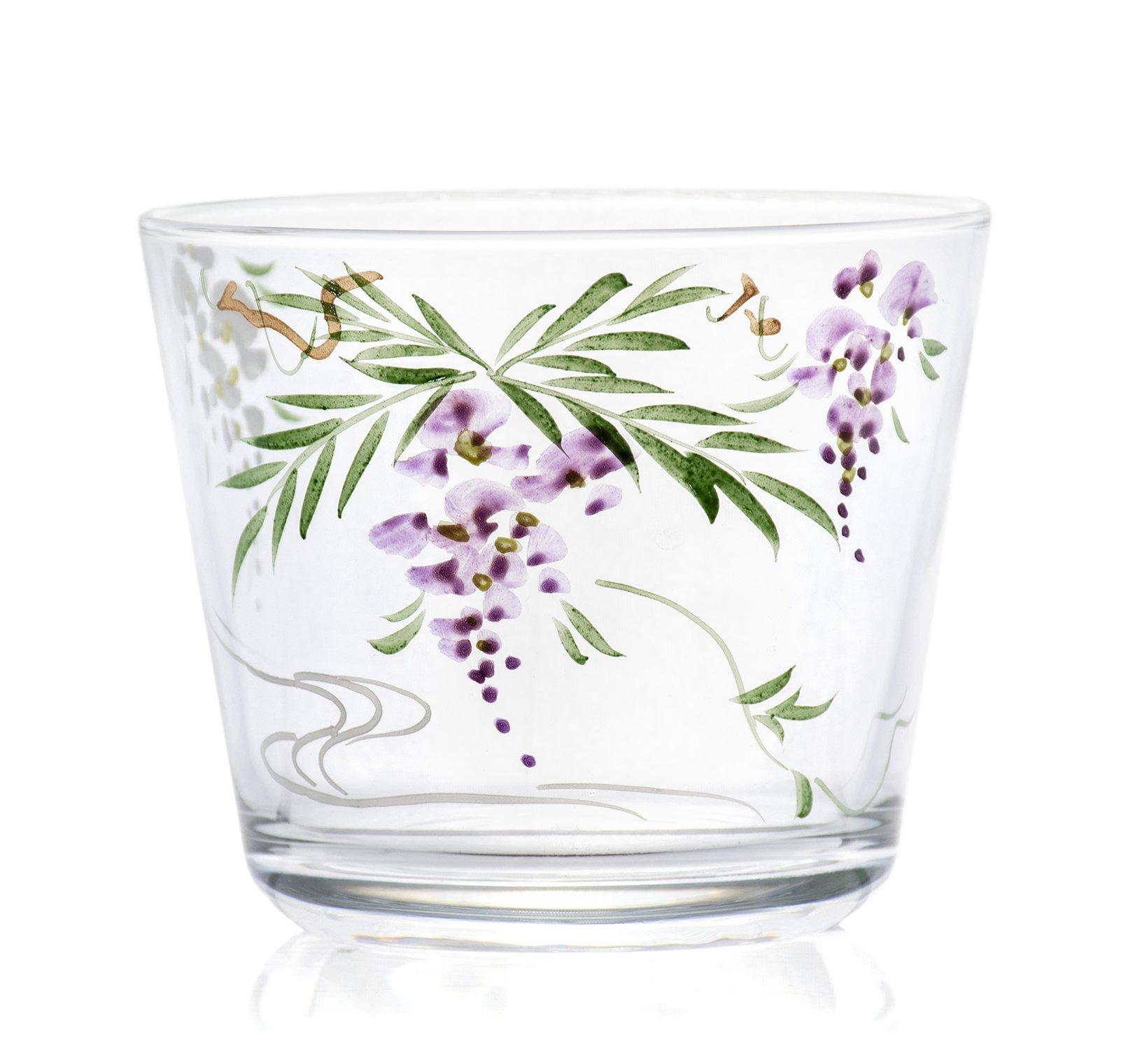 

Yagi Kaiho painted glass soba choko in a presentation box Wisteria Kaiho, Kiln, Kyoto-style (soba cup) (Flowing design)