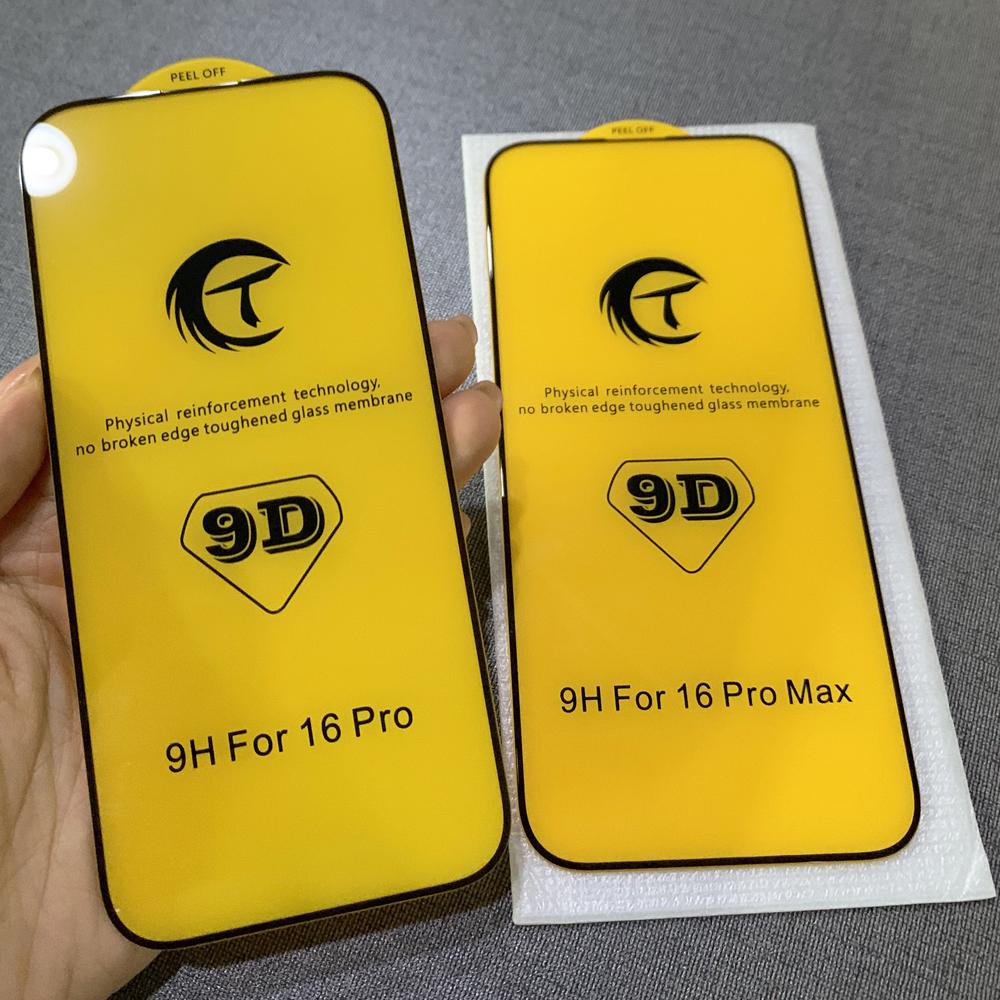 Screen Protector 9D CT Tempered Glass with Big Curve 330 Thick Glue Bubble-Free Film for iPhone 16 Plus Mobile Phone
