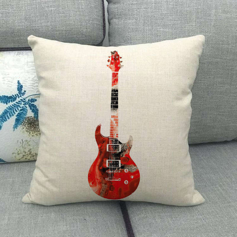 Oil Painting, Color Painting, Musical Instrument Digital Printing Short Plush Pillow Covers For Car Sofa Office Cushion Cover