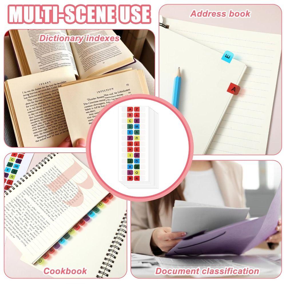 Colorful Alphabet Index Label Stickers Waterproof Study Sticky Index Tabs Small Strips Organizer Alphabet Page Markers