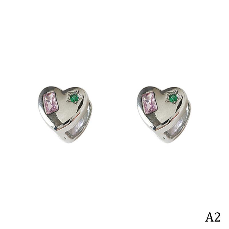 

Модный дизайн циркониевые звезды сердечки серьги гвоздики для женщин девушки корейский стиль двухсторонние серьги весна лето ювелирные изделия 2Pcs