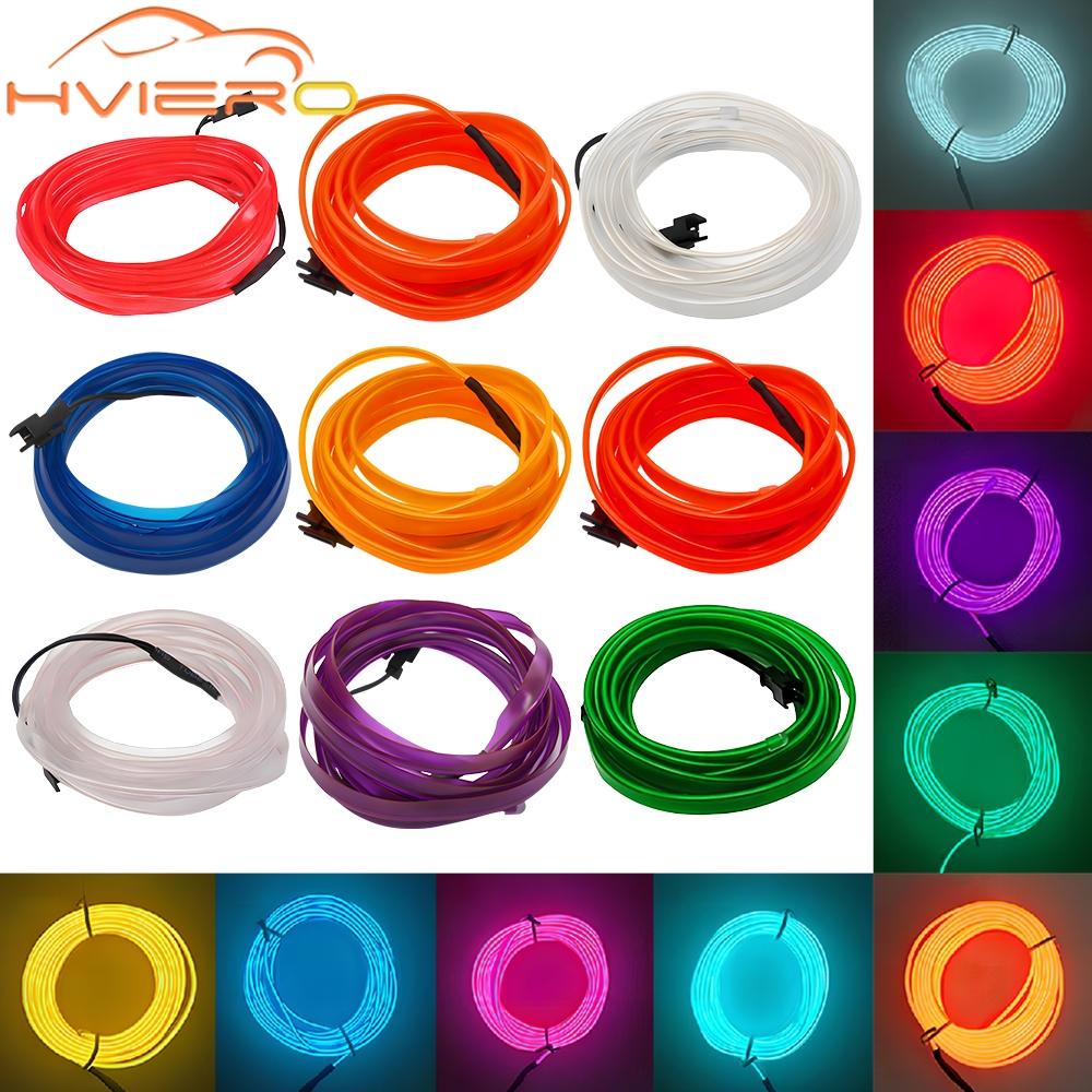 1M 2M 3M 5M Car Interior Lighting Auto LED Strip Wire Rope Tube Line Flexible Neon Light With 12V USB Cigarette Drive