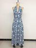 2026 Women's Summer Beach Halter Print Long Dress - Backless, Sleeveless, and Perfect for Vacation.