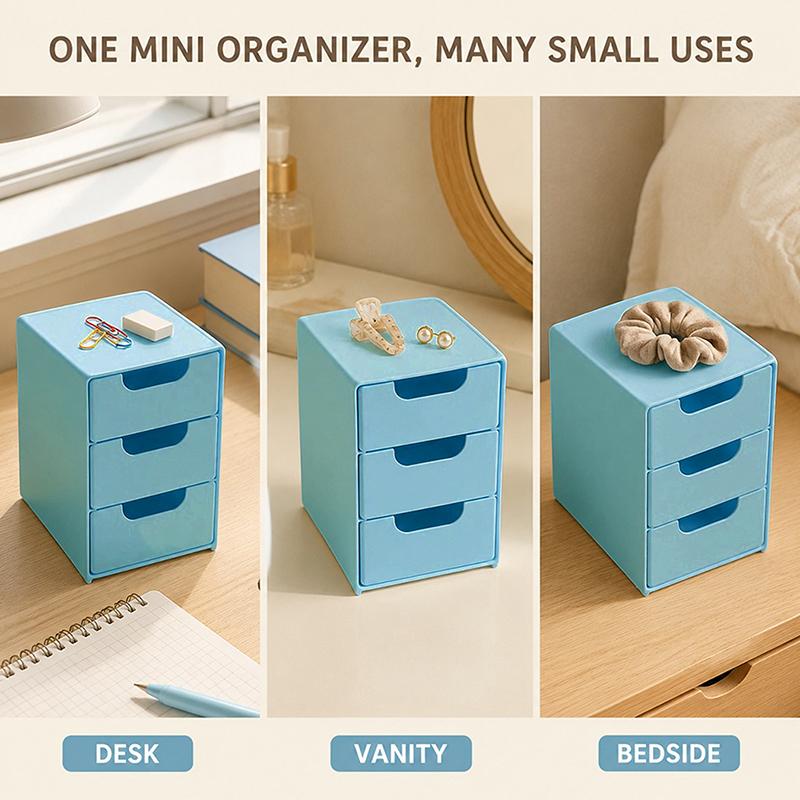 Chic 3-Tier Desk Organizer With Drawers - Ideal For Office Supplies, Jewelry & Cosmetics Storage - Portable Divider Box