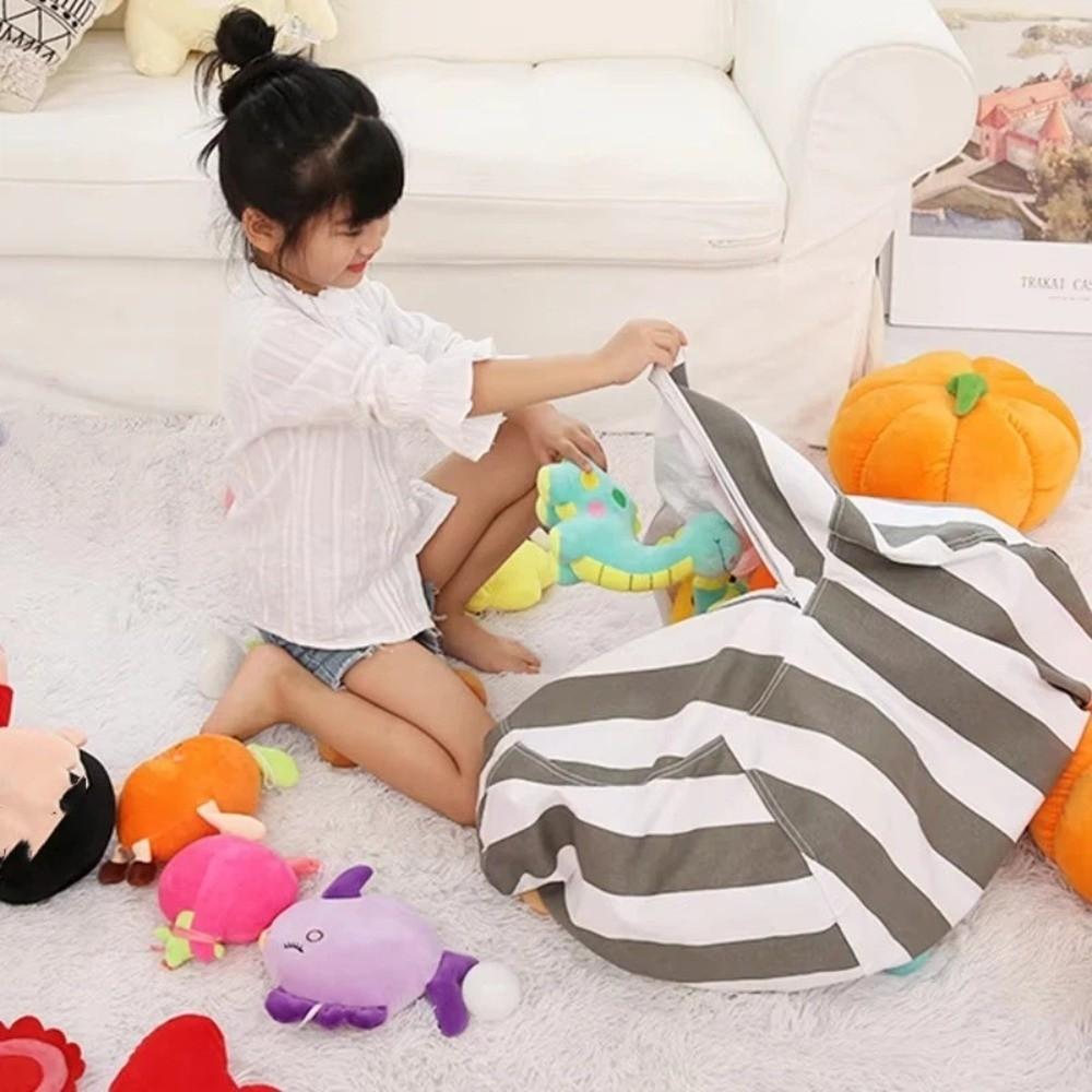 Striped Children's Plush Toy Storage Bag Large Capacity Stuffed Animal Chair New Travel Bag