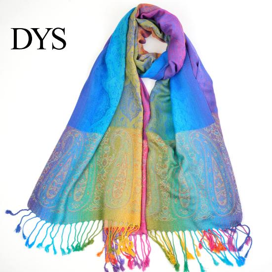 Großer Wickelschal Schal Imitation Wolle Schal Regenbogenfarbe Kunstdruck Traditionell mit Quasten Damen Poncho Decke Übergröße