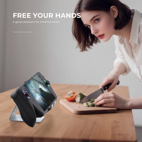 Game Console Stand for ROG Ally/X for Switch 2 for Steam Deck Portable Metal Heat Dissipation Desktop Holder with Anti-Slip Silicone Pad Game Console