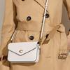 Coach Wyn 21 Solid Color Flip Envelope Snap Leather Shoulder Crossbody Bag Small Women White