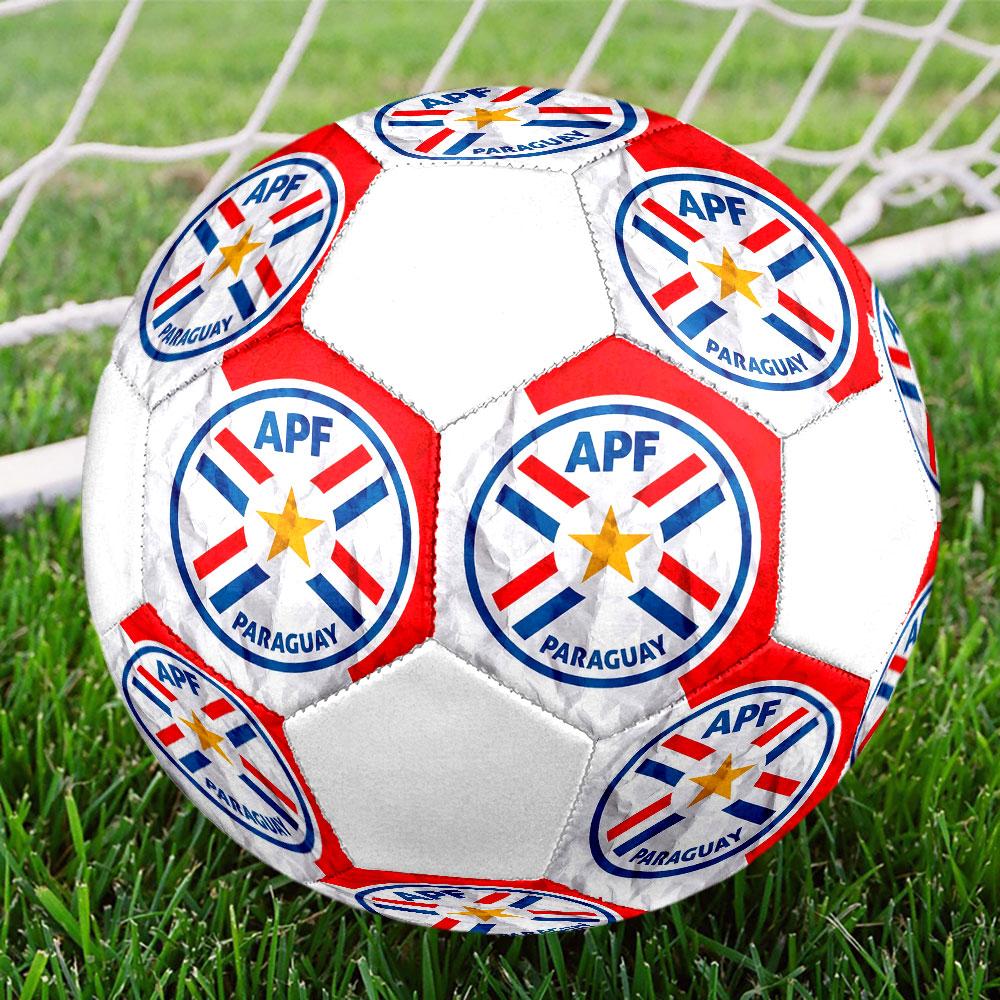 Logo de l'équipe nationale de football du Paraguay Ballon de Football Taille 5, Cousu à la Machine PVC, Durable & Très Rebondissant, Convient à Tous les Âges, Articles de Fan, Matches & Utilisation Extérieure.