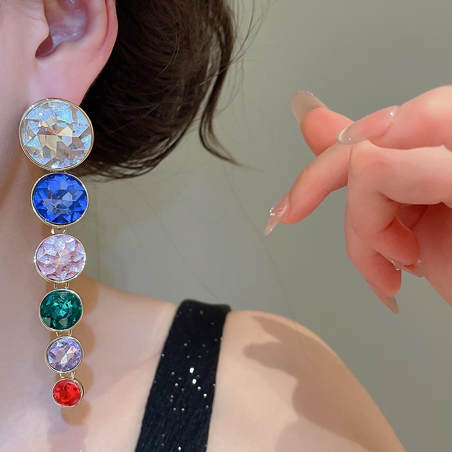 Rhinestone Tassel Stud Earrings - Vintage Court Style Fashion Jewelry for Women