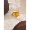 Yhpup Roestvrij Staal Metaal Gegoten Geïntegreerde Vlinder Mode Ring 18K PVD Gecoat Waterdicht Textuur Goudkleur Mode Sieraden