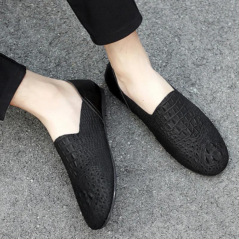 Mode Herren Loafer Schuhe Echtes Leder Luxus Mode Freizeitschuhe Slip-on Leichte Bequeme Maßgefertigte Krokodil Schuhe