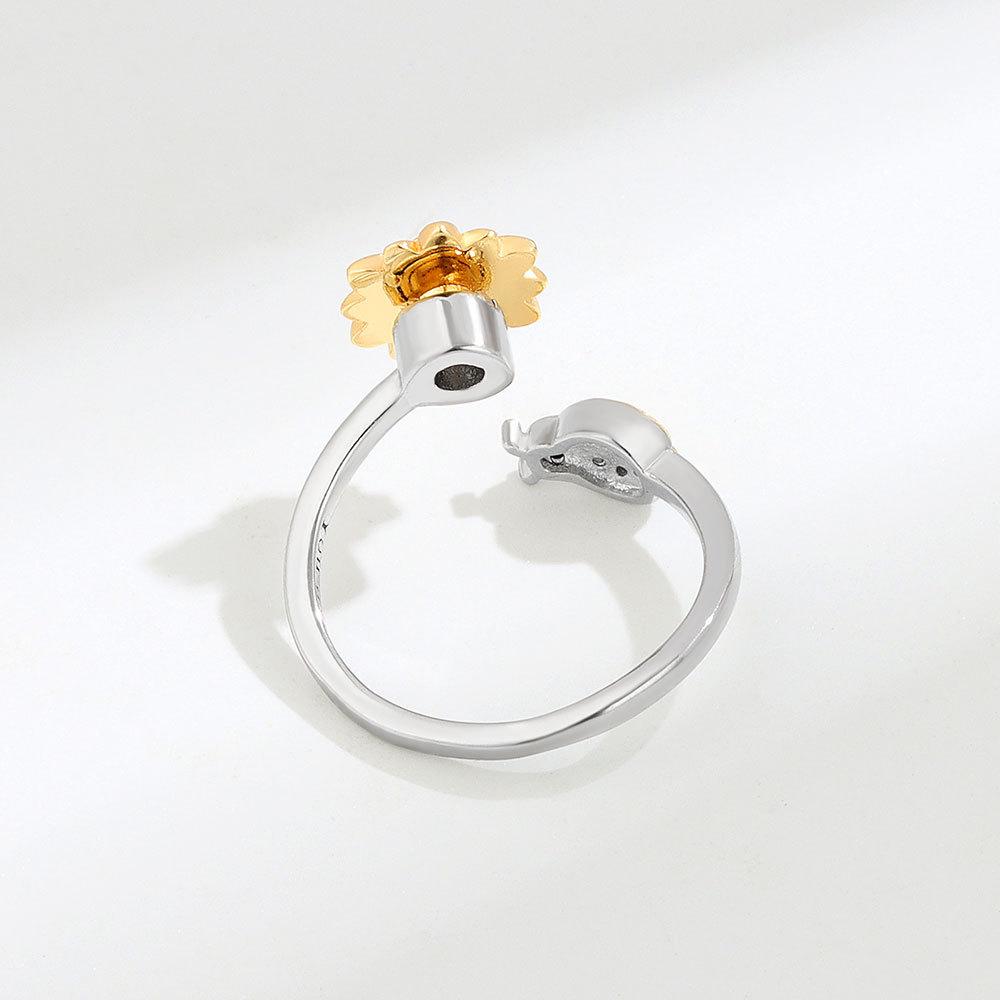 Adjustable Open Spinner Ring For Women With Zircon Stress Relief Anxiety Soothing Jewelry Rotatable Band Gift
