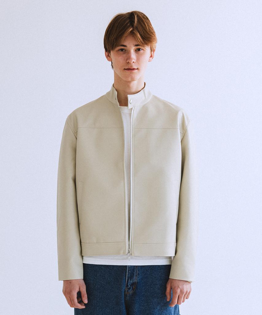 Qt8 Garments Rg Synthetic Leather Moto Jacket (Cream)