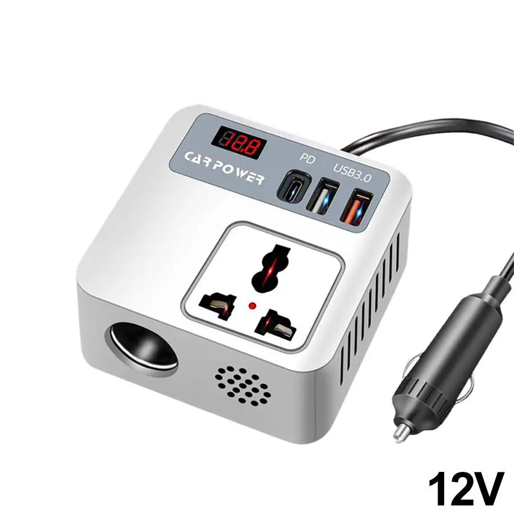 200W Car Power Inverter DC 12V/24V To AC 220V, Cube Socket with QC3.0 Fast USB Charger, for Car/Truck/Van Laptop Charging V6K7