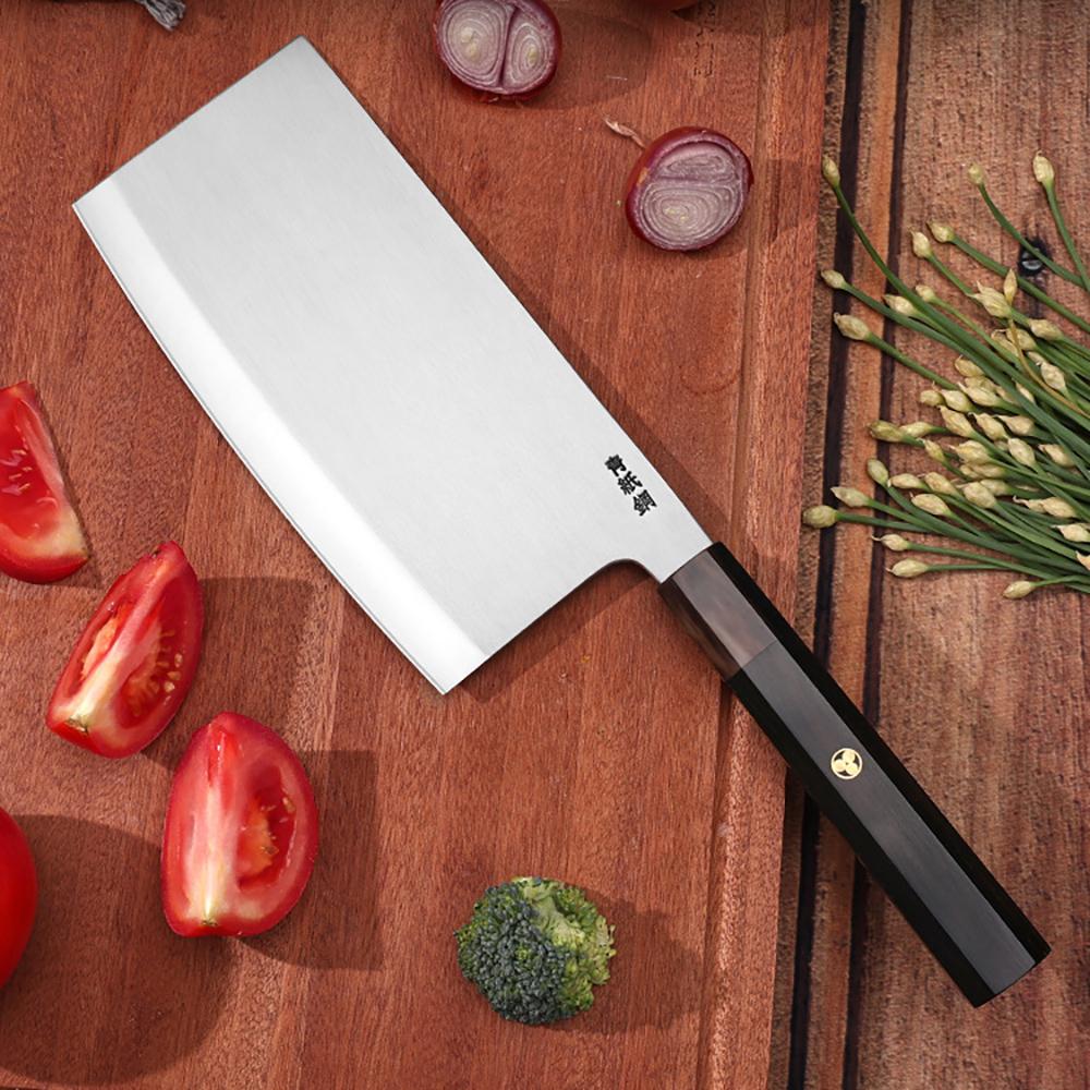 7 Inch Chinese Chef Knife Welding Aogami Steel Blade Slicing Vegetables Cleaver Meat Professional Kitchen Knives Ebony Handle