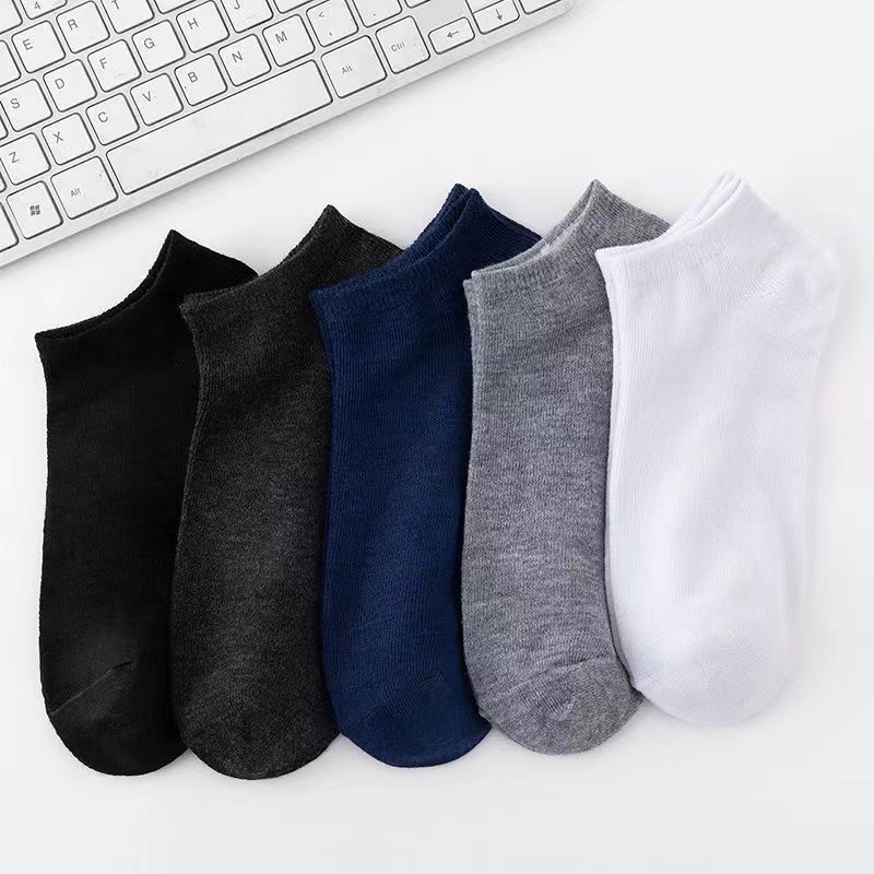 Men's Spring and Summer Thin Leisure Sports Soft and Comfortable Low Top Solid Color with Shallow Mouth Short Cotton Socks