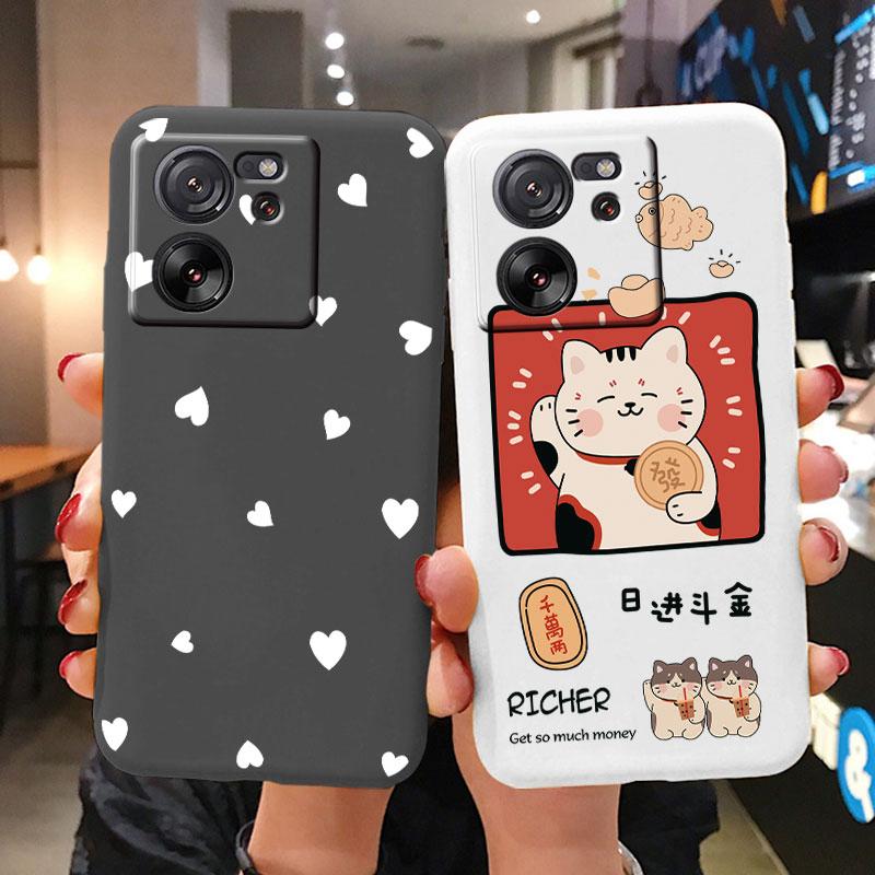 Cute Cat Case For Xiaomi 13T Pro Silicone Soft Back Cover Lovely Cartoon Painted Capa Shell For Xiaomi 13T Fundas 13tpro Coque