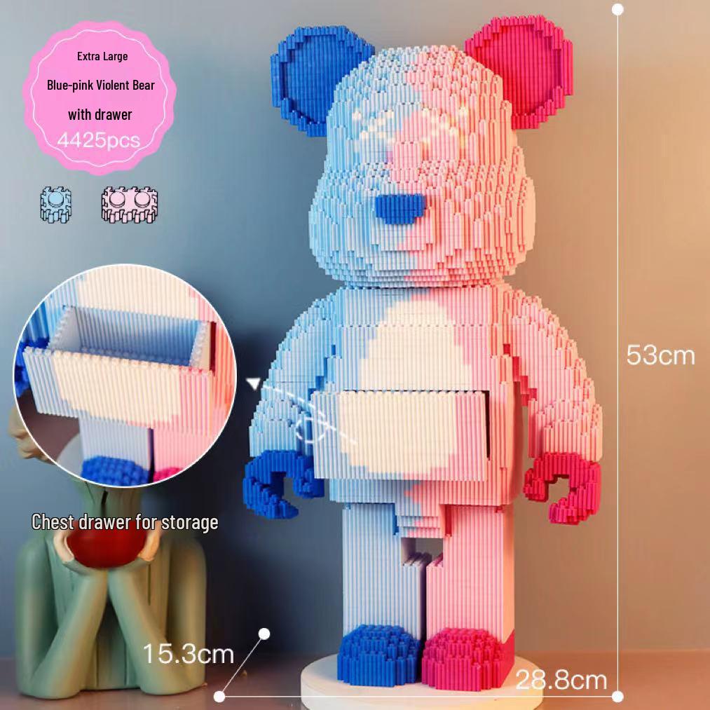Girls' Compatible Lego: Violent Bear Building Block Series - Educational Micro-Block Interlocking Toys & Gifts