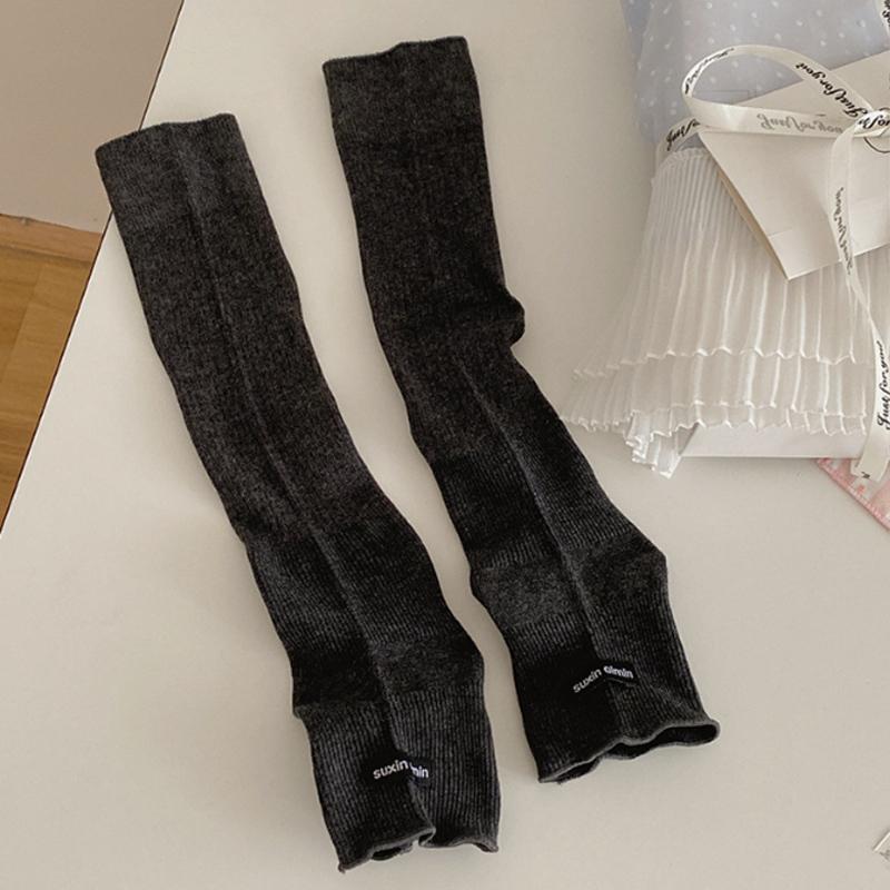 Knitted Cotton Leg Warmers Women Knee Half-length Long Socks Soft Breathable Plush Lolita Harajuku Schoolgirl Comfort Calf Socks