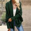 Women Cardigan Coat Collarless Batwing Long Sleeve Open Front Knitting Coat Elastic Cuffs Solid Color Loose Fit Knitted Cardigan
