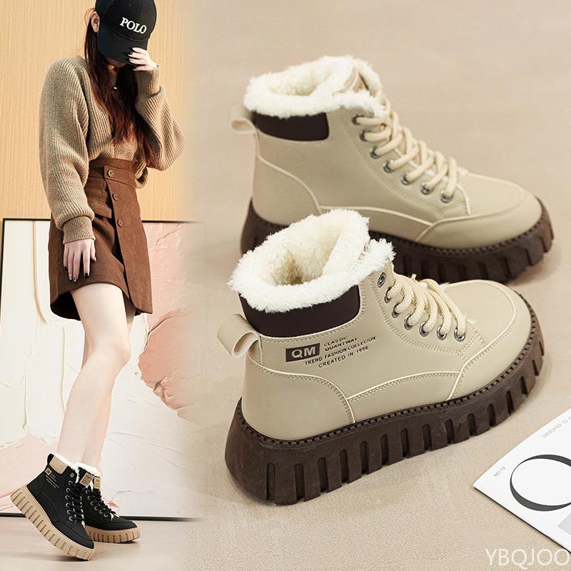 Autumn and Winter Fashion New Style with Fleece Insulation Versatile Women's Boots Slimming and Height Increasing Women's Boots