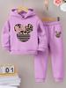 2sets Fashion Exquisite Girls Fall/Winter Pattern Printed with Fleece Warm Lined Hoodie and Tracksuit Pants
