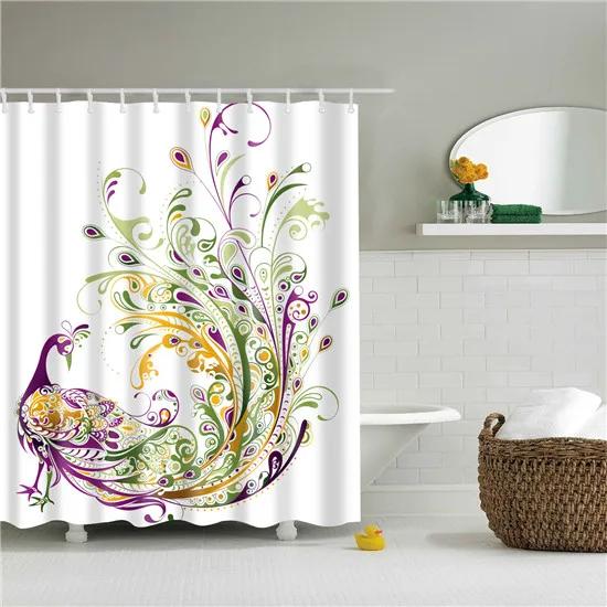 Elephant Octopus Owl Deer Horse Zebra Animals Printed Shower Curtains Bathroom Curtain With Hooks 180X180Cm