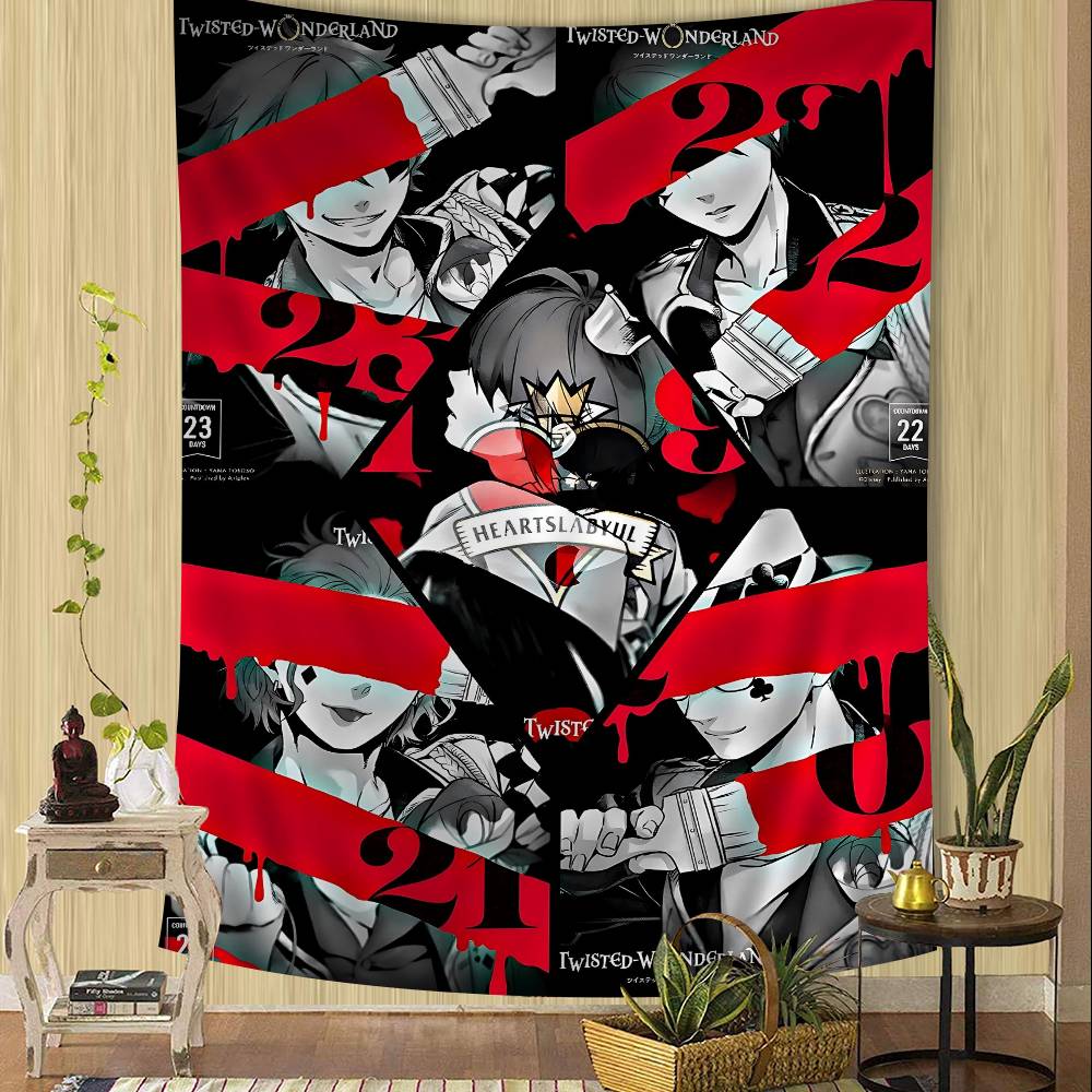 Anime Game Twisted Wonderland Printed Large Wall Tapestry Art Science Fiction Room Home Decor Decor Blanket