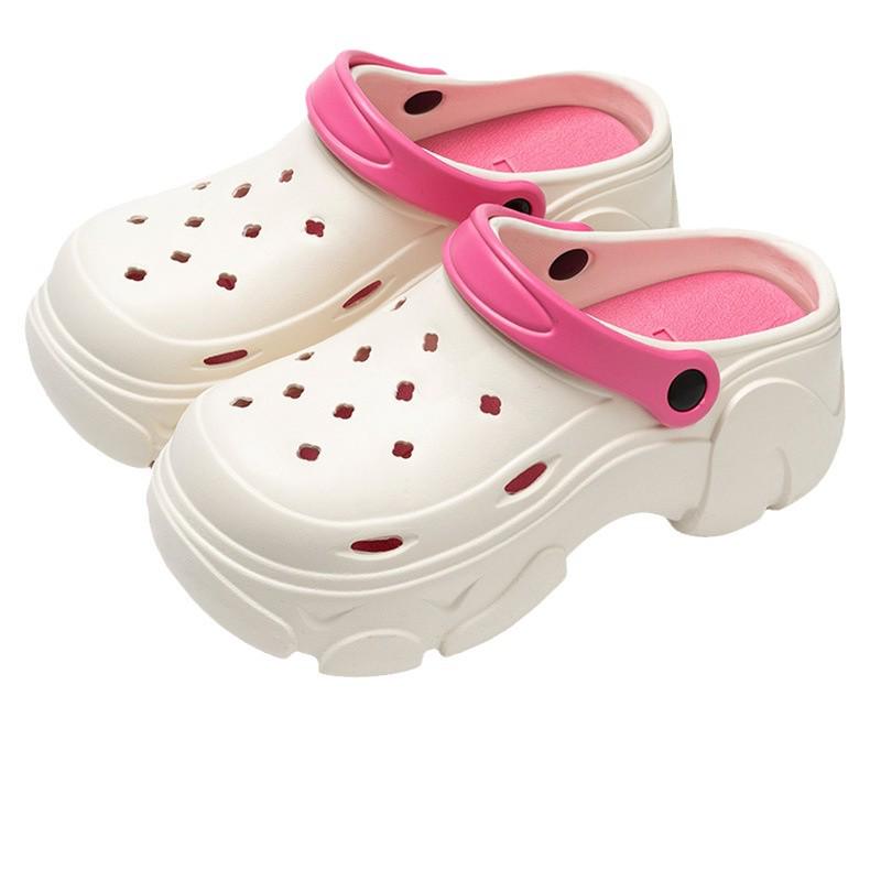 2026 Women's Thick Sole Garden Shoes: Non-Slip High-Heeled Beach Slippers with Arch Support and Closed-Toe Design
