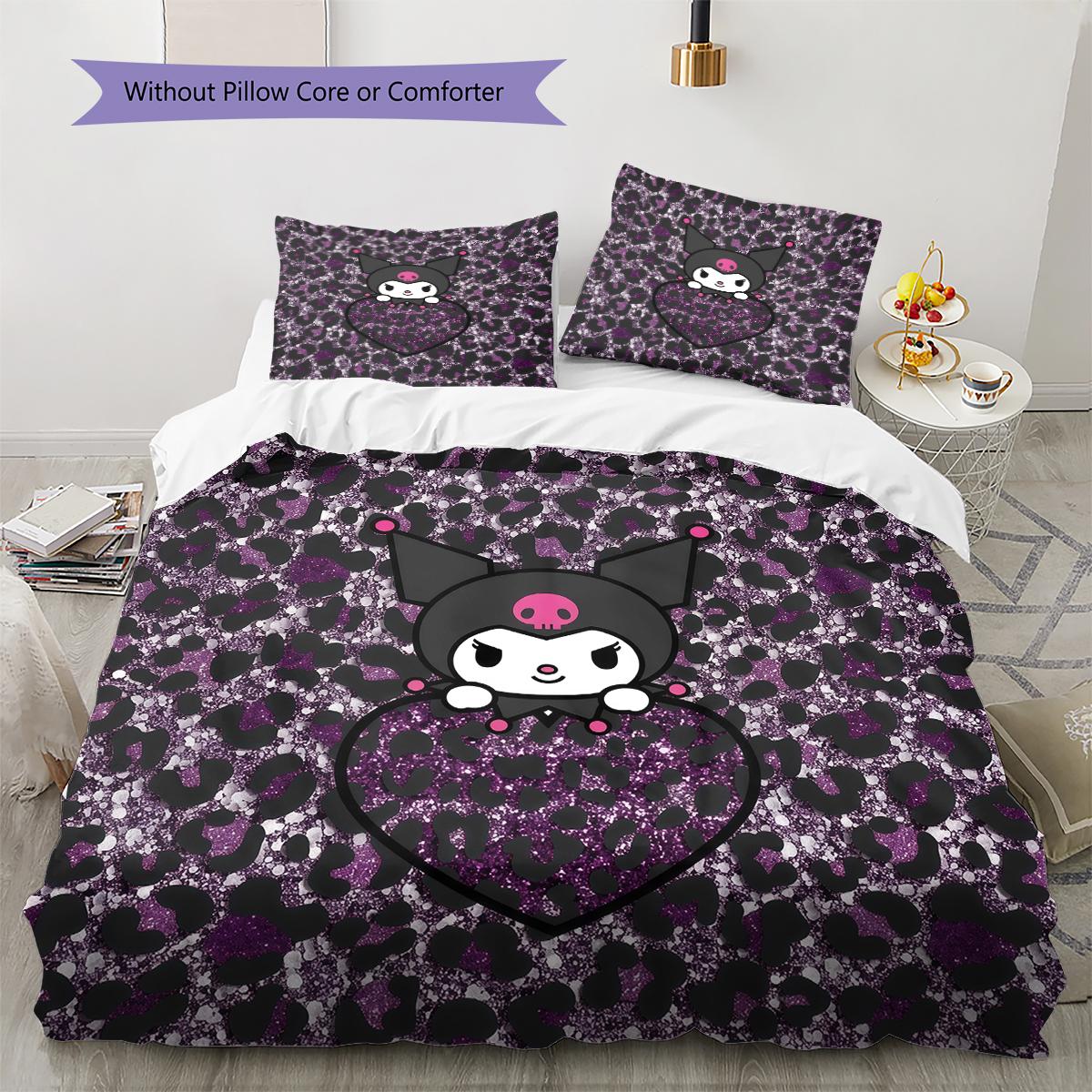 

Kuromi Pattern Bedding,Quilt Set Quilt Cover Pillowcase Home Birthday Gift(1 * duvet cover + 2 * pillowcase, without core) 135x200cm